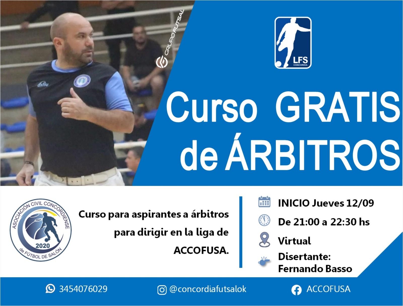 EL JUEVES COMIENZA EL CURSO GRATUITO DE ARBITRAJE FUTBOL DE SALON