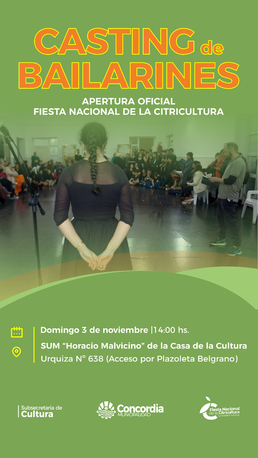 CASTING DE BAILARINES PARA LA APERTURA DE LA FIESTA NACIONAL DE LA CITRICULTURA