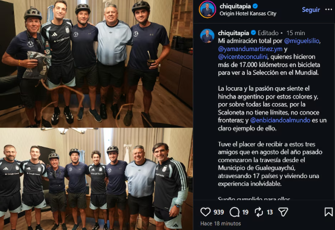 SCALONI RECIBIÓ A LOS CICLISTAS DE ENTRE RÍOS QUE LLEGARON A KANSAS